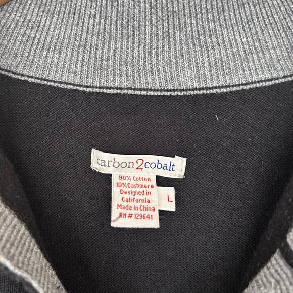 Carbon 2 Cobalt Black Cotton Cashmere Sweater Sz L - Picture 3 of 4